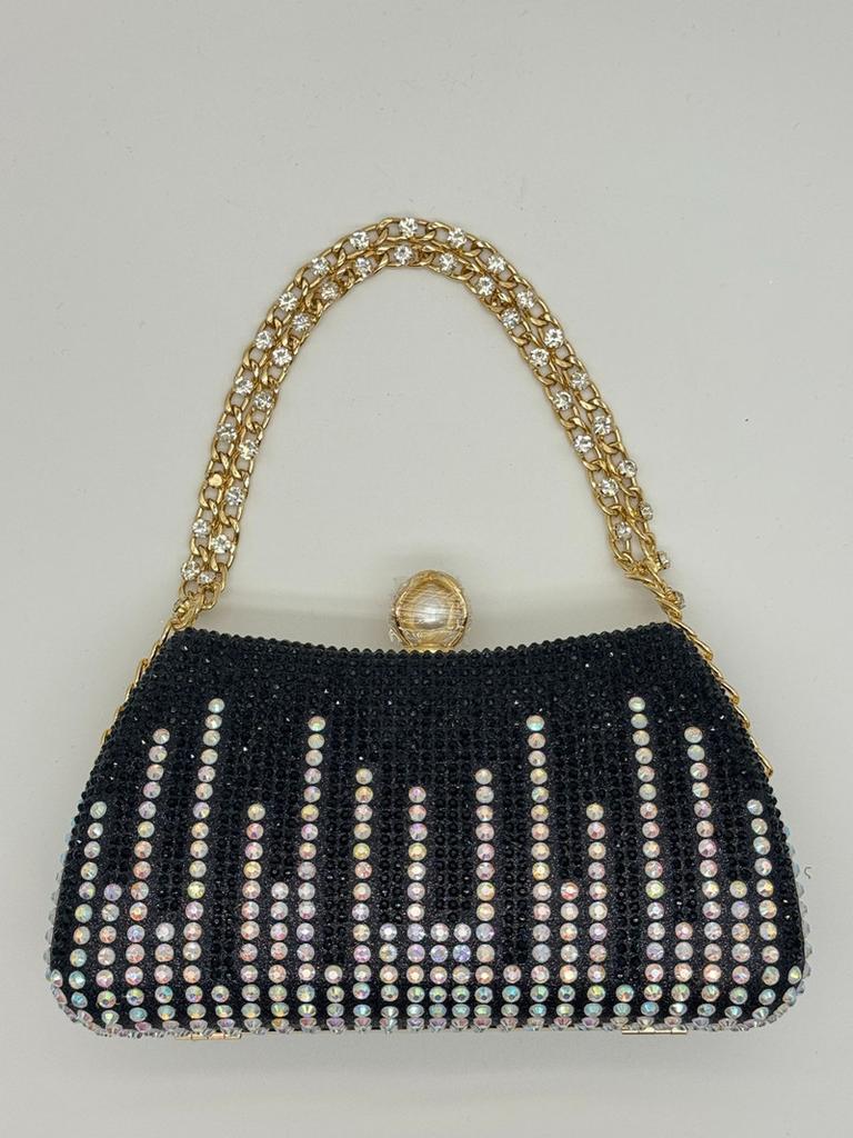 2025 Luxury Fashion Women's Color Diamonds Pearl Evening Clutch Bag Full Rhinestone Design Party Wedding Handbags Shoulder Bag