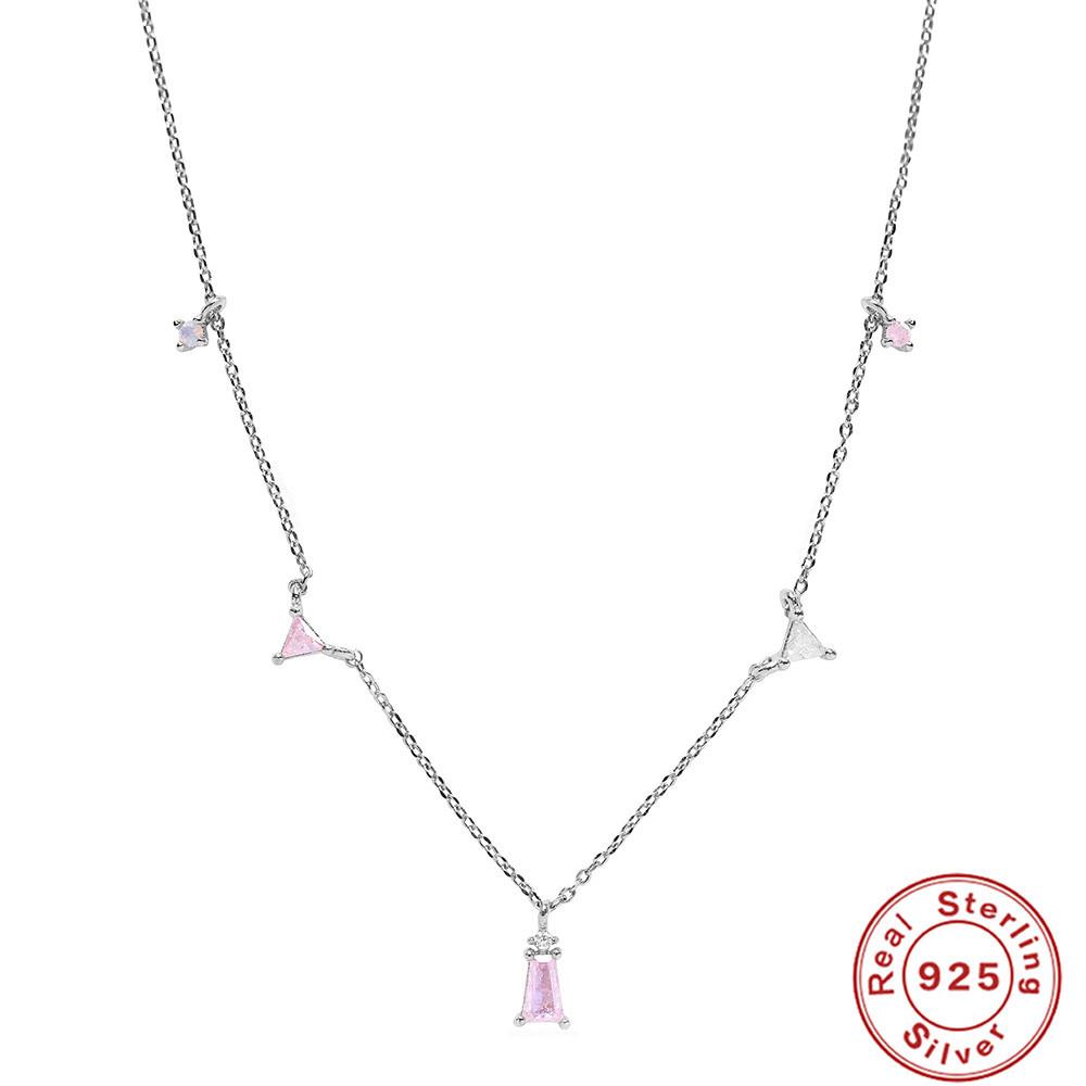 

Модное стерлинговое серебро S925, геометрическое, для ношения в несколько рядов, цветное, с бриллиантом «ледяной кристалл», ожерелье на ключицу для женщин 925 Silver белого золота