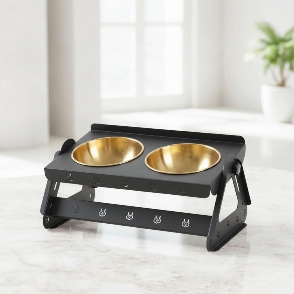 Adjustable Elevated Pet Feeding Stand with Stainless Steel Bowls Ergonomic