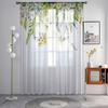 2pcs HD digital fresh small white flower printed window screen home decor style decoration living room bedroom rod through curta