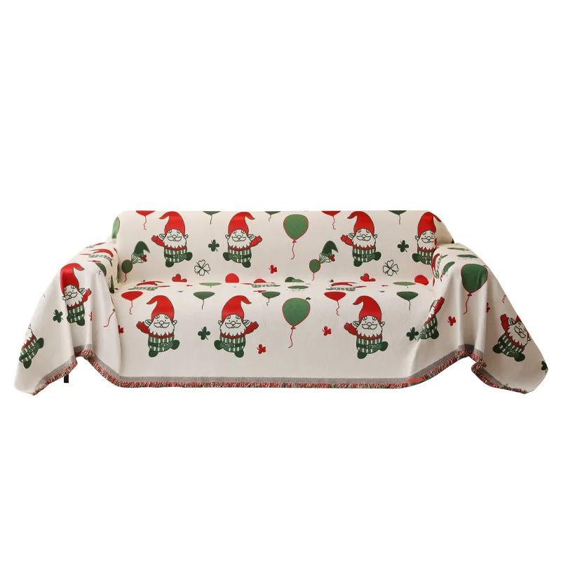 Santa Claus Cute Sofa Towel Chenille Four Seasons Universal Non-Slip Cover Ins Style Anti-Cat Claw Sofa Cover