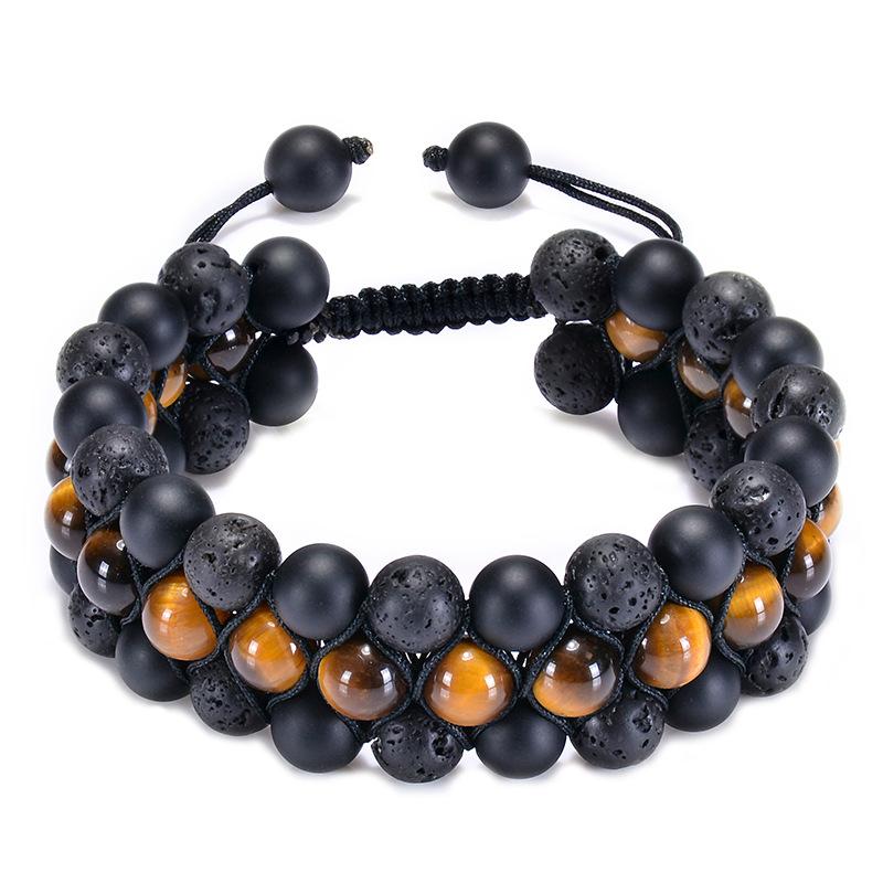 

JYL TS Bracelet Men s Triple-Layer Adjustable Braided Boosts Stability & Strength 8MM-tiger eye volcanic frosted глубоко шампанского