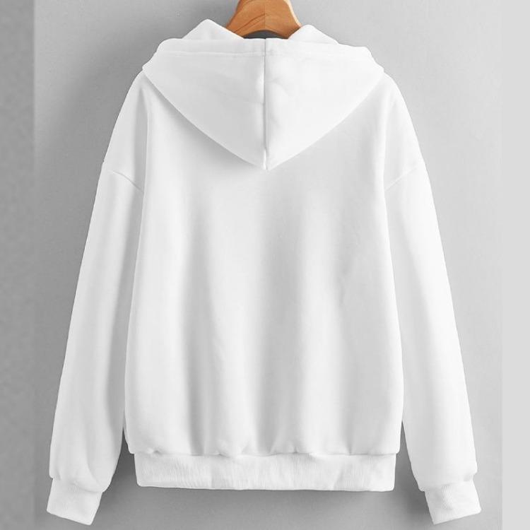 Women's Casual Fleece Zipper Jacket Long Sleeve Loose Solid Color Sweatshirt Top