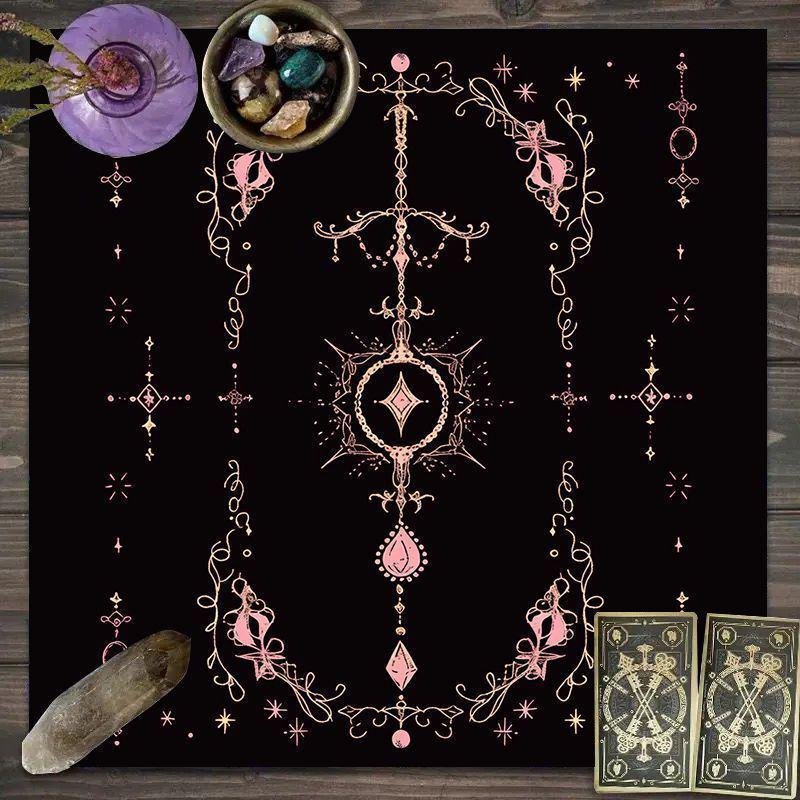 Dark Style Tarot Star & Moon Mahjong Mat - Non-slip, Quick Dry, Stain-Resistant, Water Absorbent
