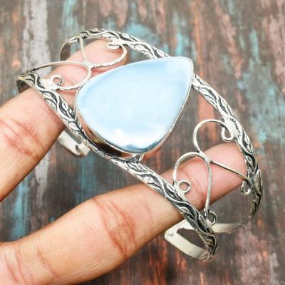 Owhyee Opal-Edelstein, handgefertigter Armreif aus massivem 925er-Sterlingsilber, verstellbarer Schmuck als Geschenk