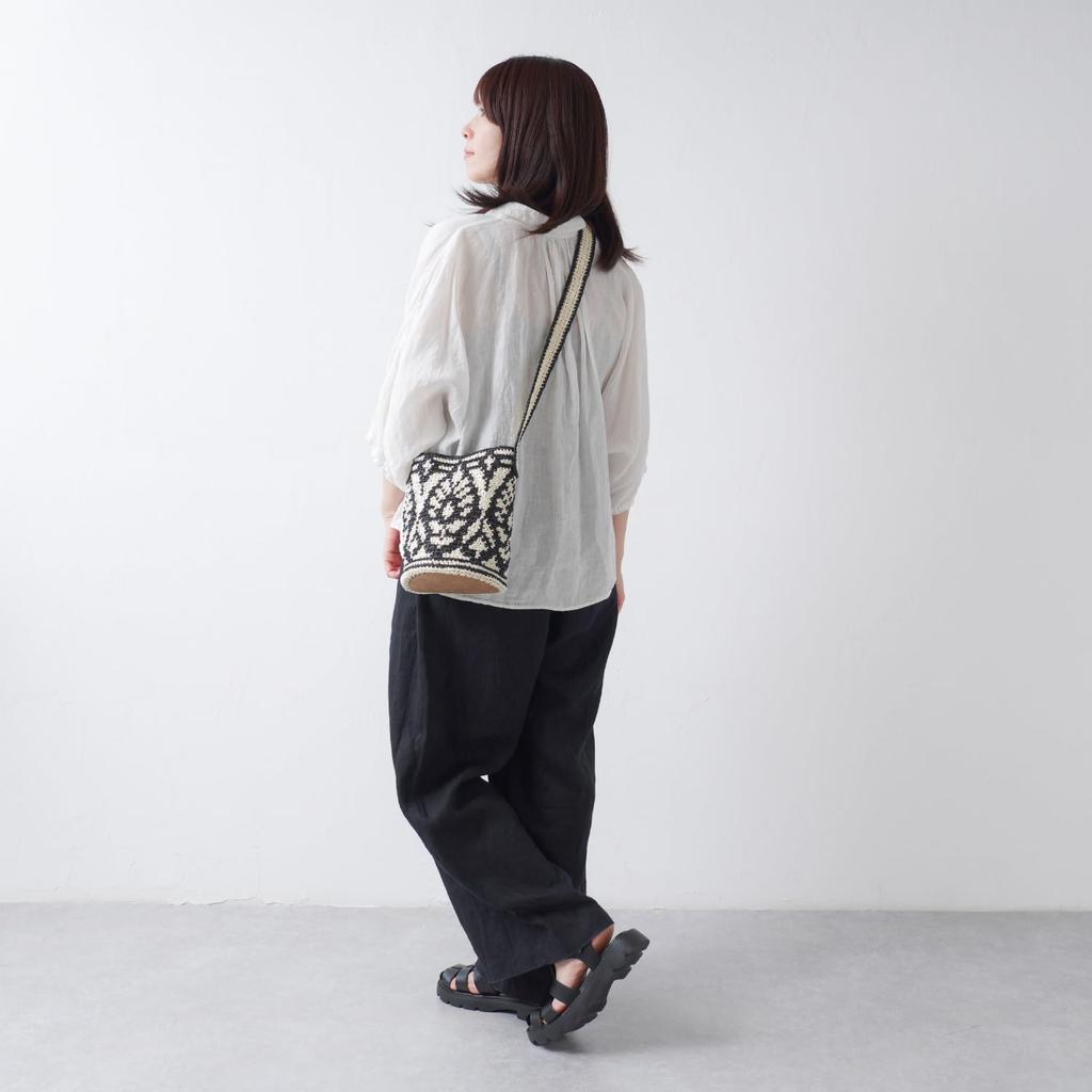 Raw wool knitting kit Monotone knitted shoulder bag #20-10