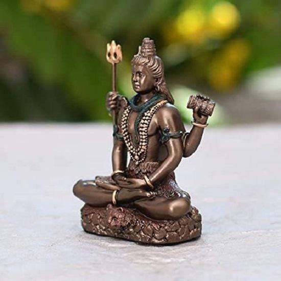 Ídolo de Lord Shiva da Índia Estátua Sentada Shiv Padmasana | Item de Presente para Casa Família e Amigos (3,1 polegadas)