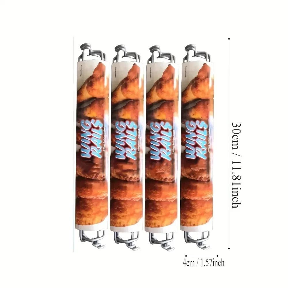 2025 Hot 4Pcs Wing Rails Grill Chicken Wings Rack Chicken Wings Flats Chicken Wing Kabob BBQ Skewers Rotisserie Basket Rack