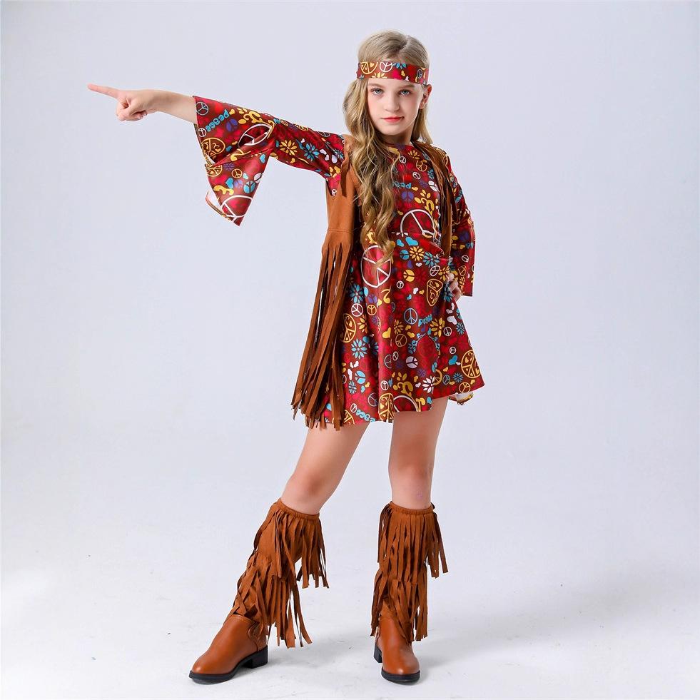 Halloween Vintage 70 Disco Hippie Costume Tassel Hip Hop Costume Rock Costume