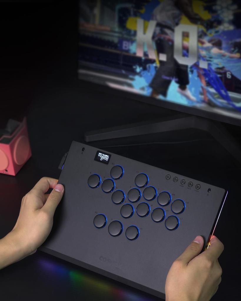 Leverless Arcade Stick Game Haute42 M Ultra Large Slim Aluminium Alloy Mal 16 Key Crystal Low Profile Switch Custom RGB Leverless Controller for
