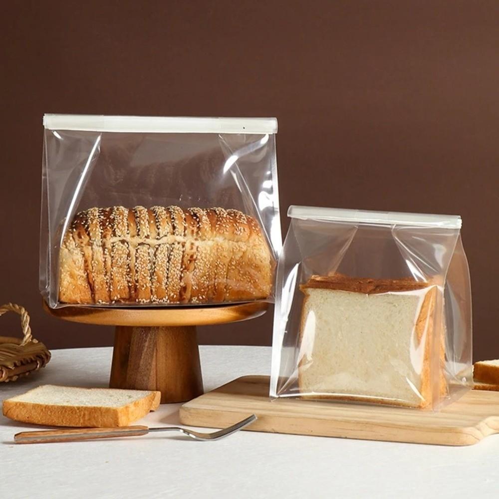 50pcs Transparent Toast Bags Twist Tie Sealed Storage Bakery Packaging Bags Food Packaging Self-Sealed Self-Sealed Pouch Bakery