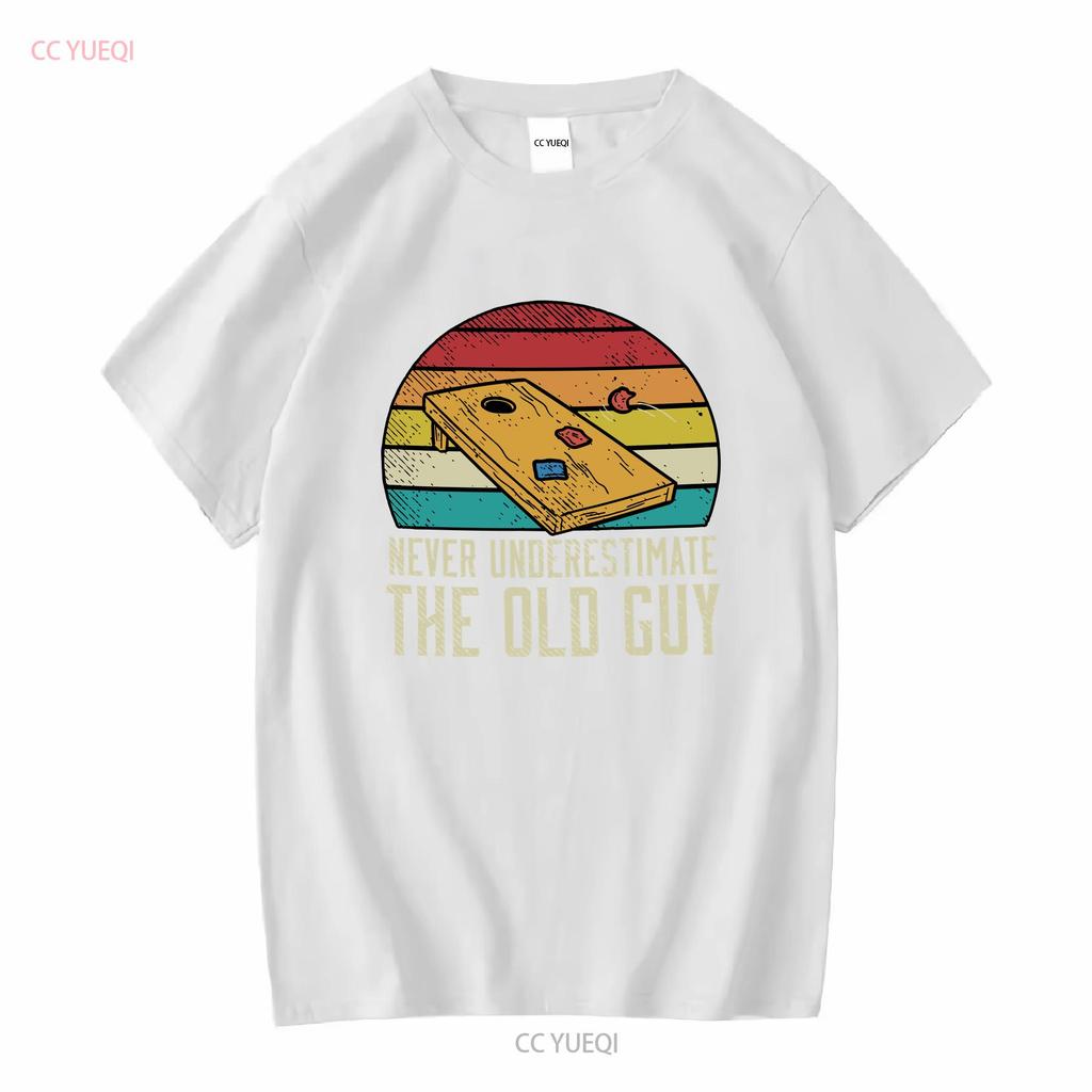 Cornhole T Shirt Corn Hole Team Player Old Guy long or short sleeves vintage Washed Comfortable Soft Unisex Casual