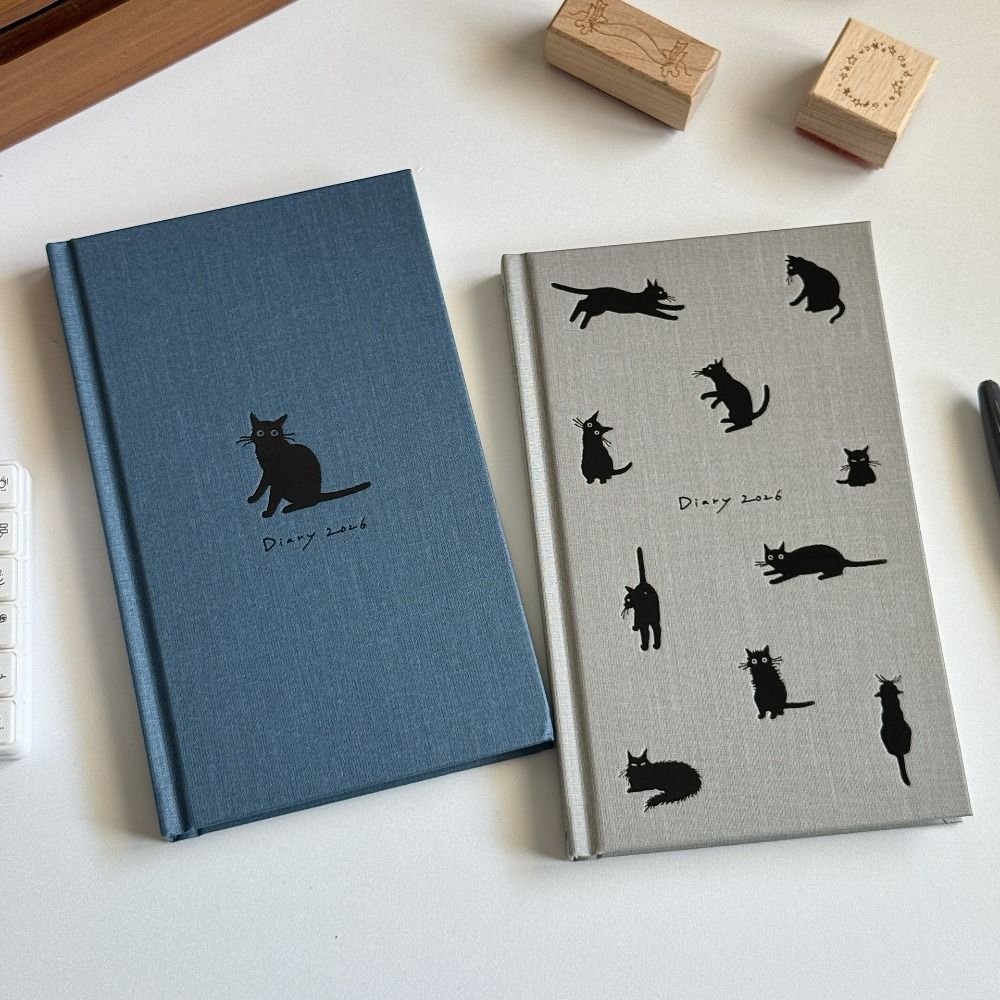 Hardcover B5 Notizbuch Kätzchen Illustration Tagesplaner 2026 Terminkalender Studenten