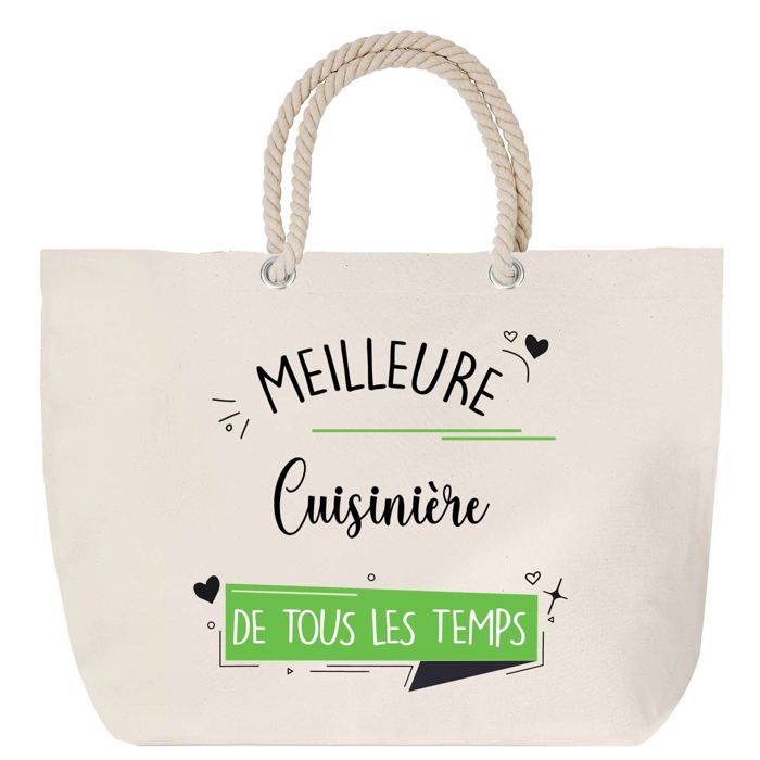 Sac de plage avec anse corde Cuisinière Meilleure de tous les temps Femme Collègue Cadeau | Grand Sac de Transport & Sport
