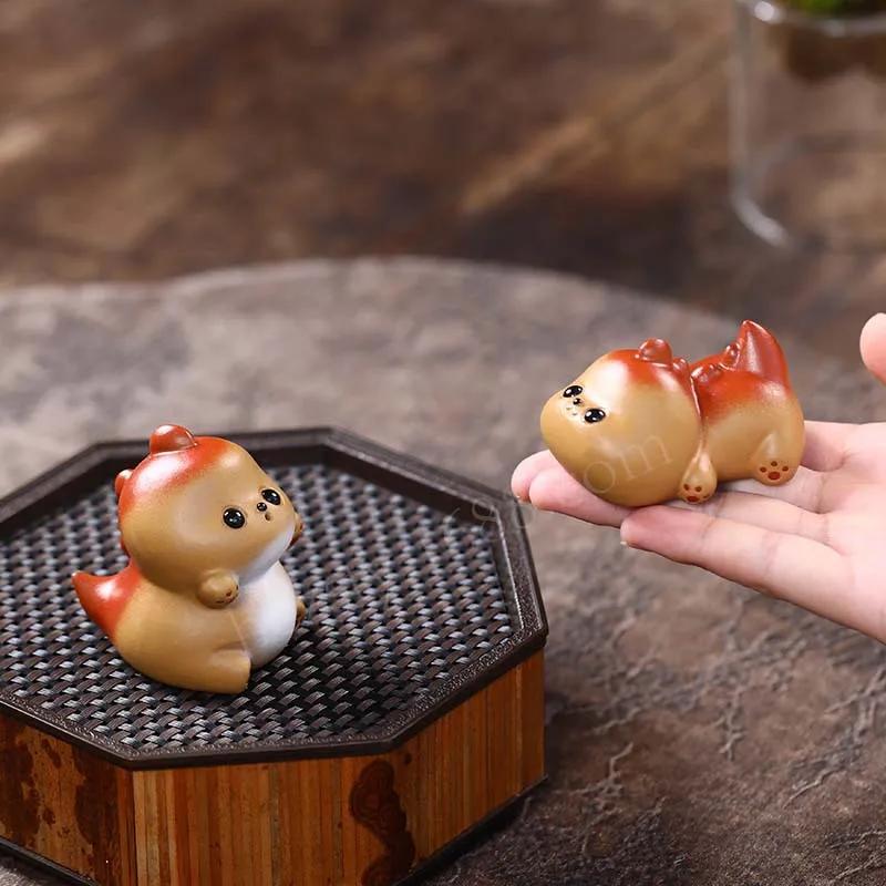 Cute Milk Dragon Purple Clay Tea Pet Lucky Living Room Home Decoration Creative Yixing Tea Pet Kawaii Accessories Tea Tray Gift