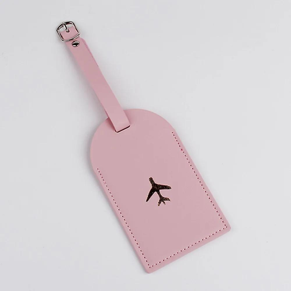 Luggage Tag Suitcase Luggage Label PU Leather Baggage Boarding Bag Tag Portable Travel Accessories Name ID Address Holder