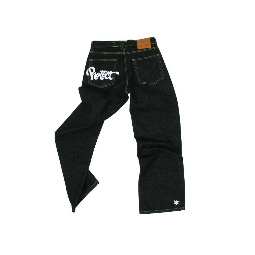 RogueWave Street Clothing Y2K Jeans Harajuku Letter Print Pattern Print Loose Jeans New High Waisted Wide Leg Pants