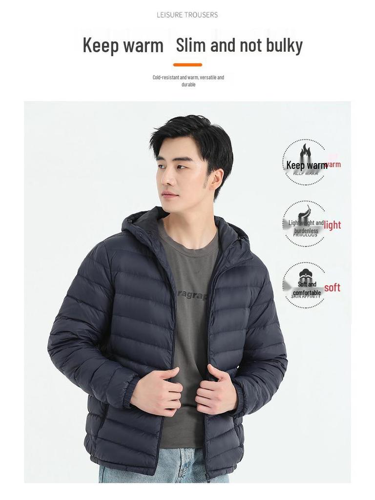 Men's Lightweight Hooded Down Jacket - Trendy Korean Style Fashion for Middle-Aged Winter Warmth