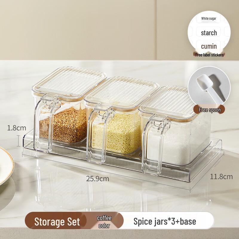 3-Pack Sealed Seasoning Jars with Handles and Base
