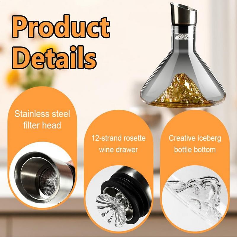 Wine Decanter Built-in Aerator Pourer Wine Carafe Red Wine Decanter Hand-blown Crystal Glass Wine Accessories Decanters 1500ML