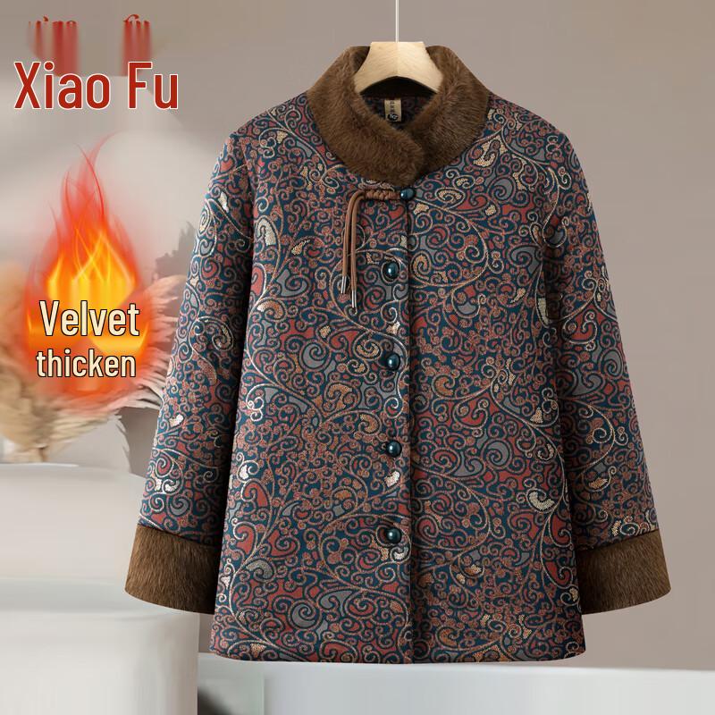

Women s Retro Floral Winter Warm Cotton Jacket 3XL
