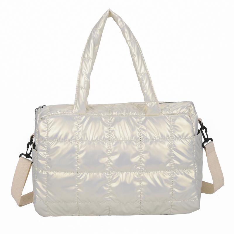 Fashionable Women's Tote Bag, Female Large Capacity Padded Shoulder Bag, Quilted Checkered Handbag, Down Messenger Bag