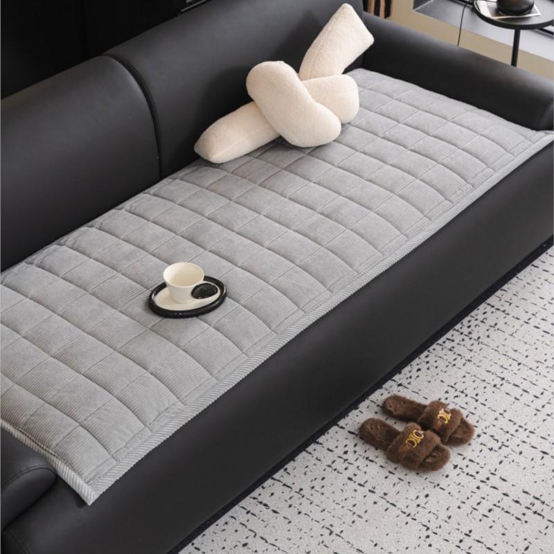 Modern Minimalist Non-Slip Leather & Solid Wood Sofa Pad Deep Gray Office Seat Cushion with Anti-Slip Design Wooden Sofas