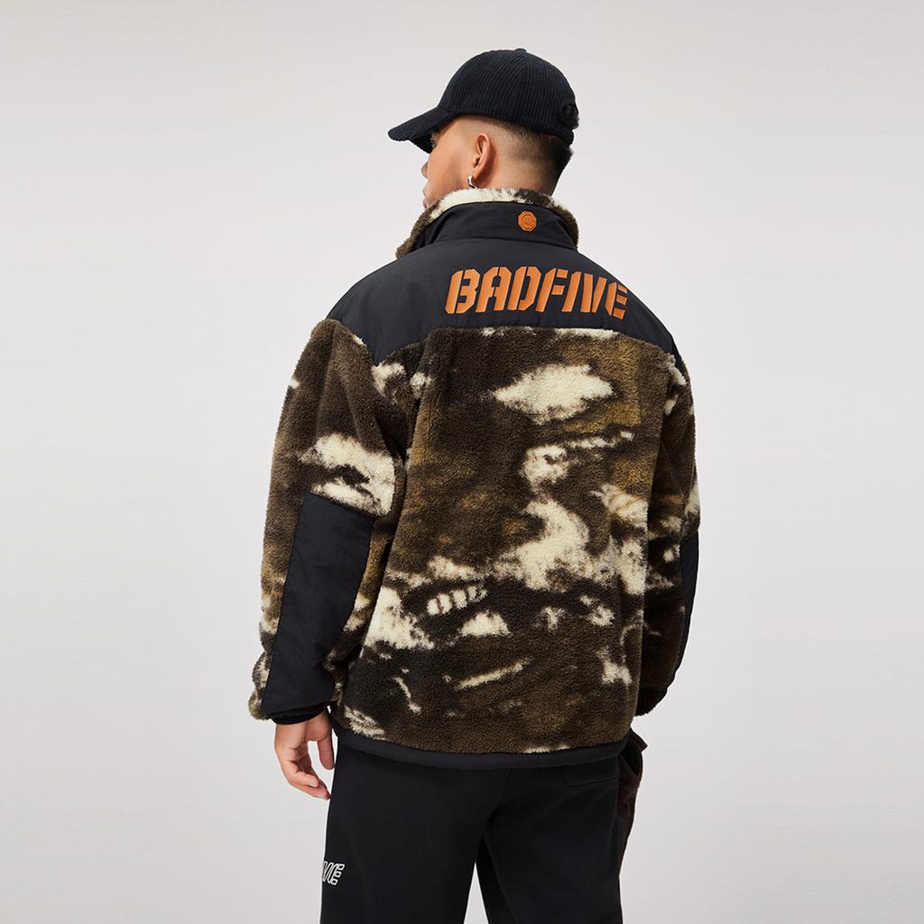 Li Ning Badfive Volná Pohodlná Teplá Prodyšná Bunda Pánská Bunda Maskáčová Černá AFDU507-3