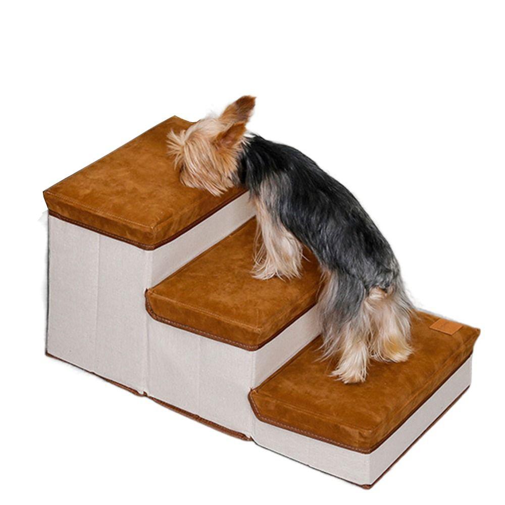 

Регулируемая лестница для собак, складной пандус для собак с тремя ступенями, устойчивое хранилище для домашних животных, степпер для льняного дивана коричневый