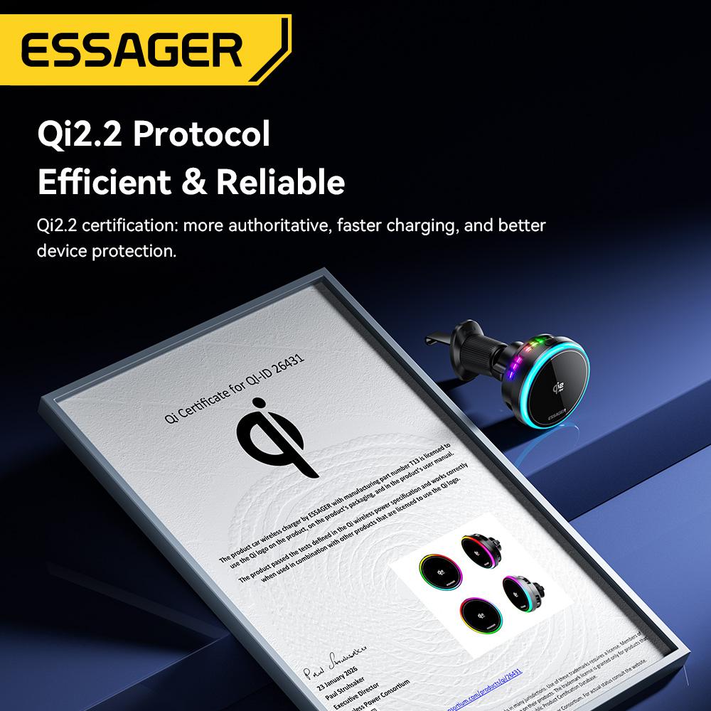 Essager QI2.2 25W Magnetic Car Phone Holder Wireless Charger Stand For iPhone 17 16 15 Pro Max Charging for Magsafe Car Charger