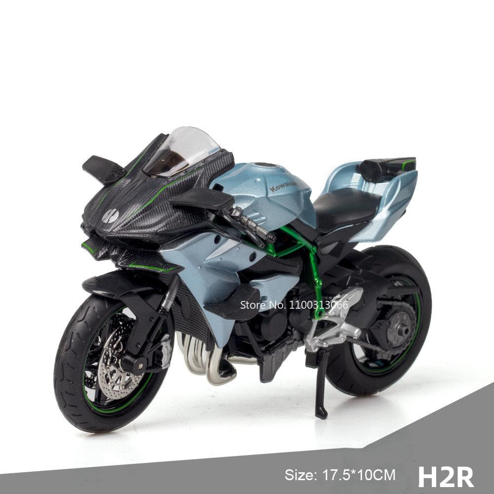 1:12 Kawasaki Ninja H2R Diavel Motorcycles Toy Car Model Light Sound Shock Absorption Miniature Vehicle for Child Birthday Gifts