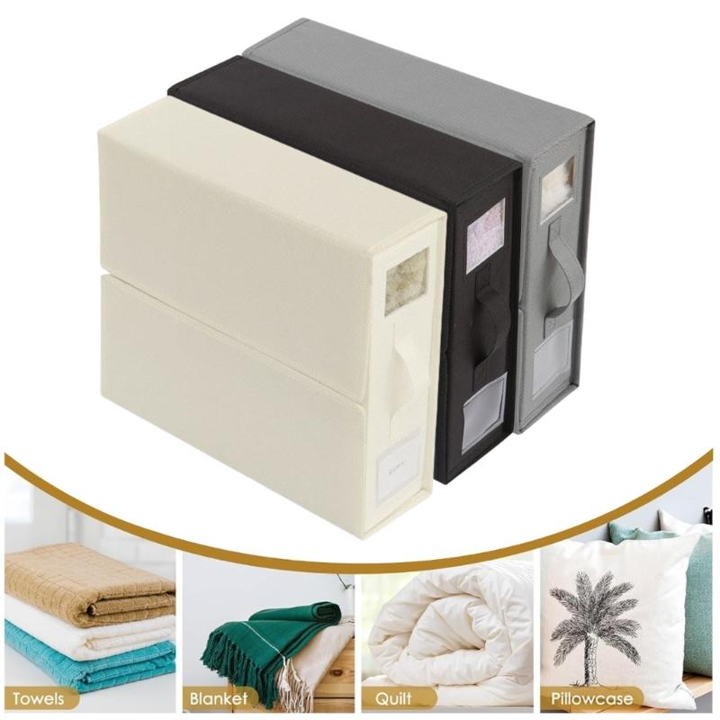 Set of 2 Large Capacity Bedding Storage Cubes Closet Organizers for Sheets Duvets and Blanket Holder with Clear Window