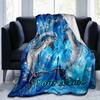 1PC Custom Name Dolphins Starry Sky Flannel Blanket Versatile,all-season Throw Suitable for the Living Room,bedroom,camping,travel,and Gift