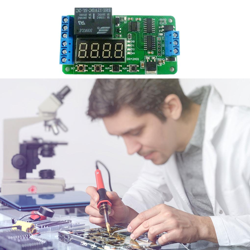 Metal Time-delay Relay Portable Digital 12V Multifunctional 4 Button Adjustable Replacement Timer Switch Circuit Board