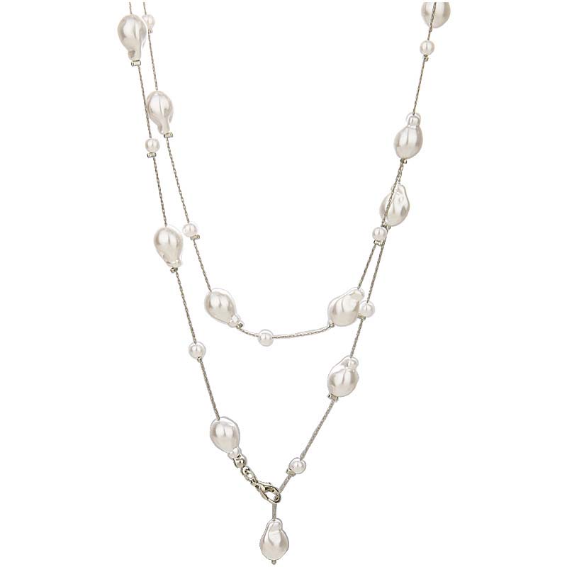Exquisite Imitation Pearl Necklace for Women Girls Fashion Multi Layer Adjustable Long Tassel Necklace Wedding Jewelry Gift