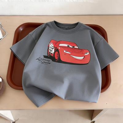 Summer Clothing Printed Cartoon Car Boy T-shirt Top Short Sleeved Children's Clothing Round Neck