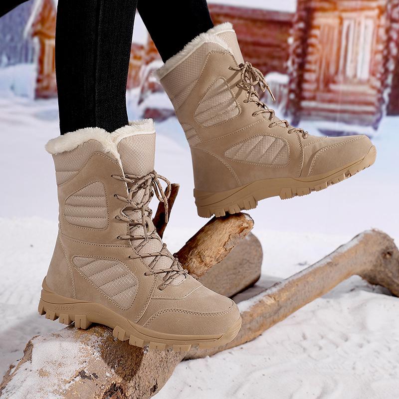 Women's High-Top Winter Snow Boots - Thickened, Velvet Warm, Mid-Tube, Large-Size Cotton Short Boots