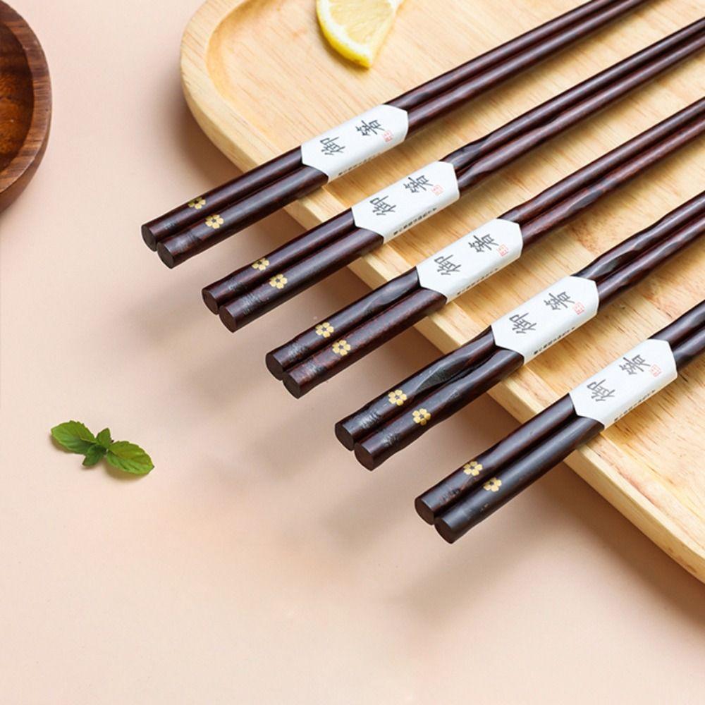 Noodles Reusable Plum Blossom Pattern Rustic Elegant Flatware Chopsticks Kitchen Utensils Tableware