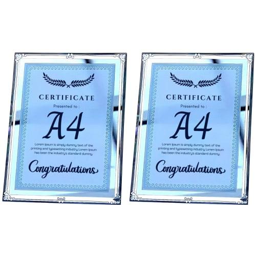 Charmoon Glass Photo Frames, A4 Size, Transparent Silver, for Photos, Certificates, and more, Stylish, Can be Used Vertically or Horizontally (Type D,