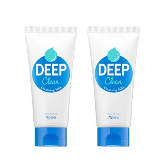 A pieu Deep Clean Cleansing Milk – Gentle Makeup Remover & Moisturizing Face Cleanser 130ml (Set of 2)