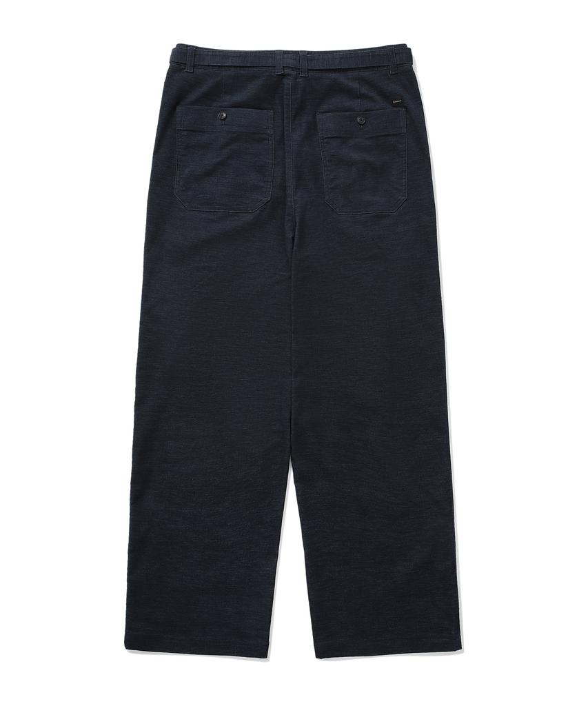COVERNAT Moleskine One-Pleat Wide-Fit Belted Pants Indigo