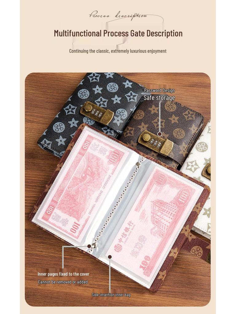 Large Capacity Cash Savings Book with Combination Lock for Wealth Management and Banknote Protection