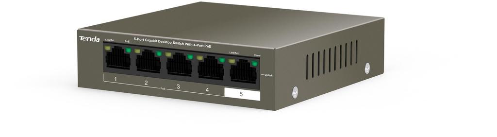 Tenda TEG1105P-4-63W 5-Port Gigabit PoE Switch, 4-Port 802.3af/at
