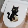 Niedlicher schwarzer Katze Toilettenpapierhalter Badezimmer selbstklebender dekorativer Aufkleber