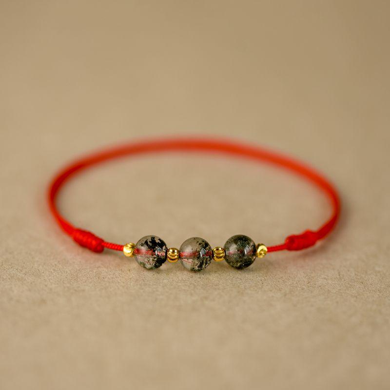 

Натуральные кристаллы хлорита Кристальный браслет Женский Удача и Фортуна Новый браслет на ногу Мужской Удача Ремешок для ношения Минималистичные бусины Ins Красная веревка Red Bracelet [Open]]