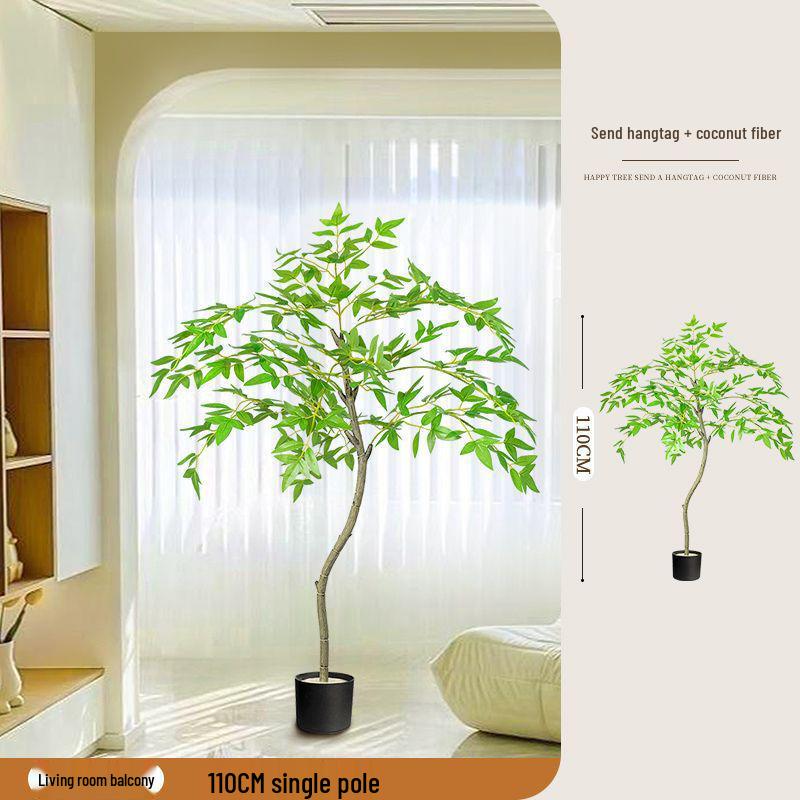 High-End Nandina Domestica Floor-Standing Faux Green Plant for Indoor Decoration