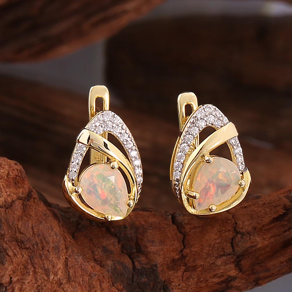 Gorgeous 925 Sterling Silver Earrings Natural Colorful Pear 6*8mm Opal October Birthstone Fine Jewelry for Women's Party Gifts