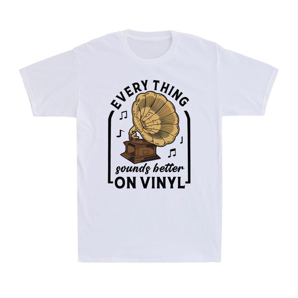 Music Sounds Better On Vinyl Records DJ Musical Lovers Men s Cotton T-Shirt S