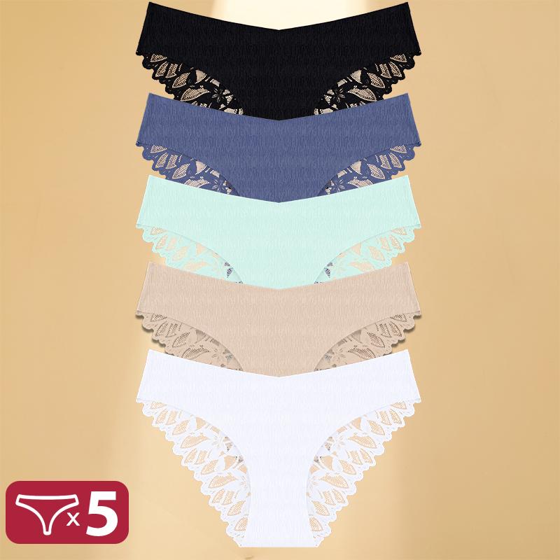 5 Teile/satz Transparente Spitze Floral Unterwäsche Nahtlose Dreieck Unterwäsche Sexy Eng Anliegende Höschen Für Frauen Bequeme Panty