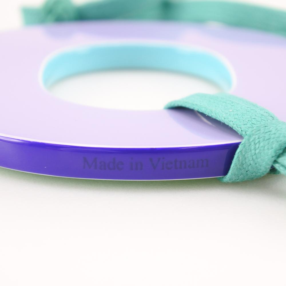 HERMES Ism Pigman Necklace 052880FL Green/purple lacquer/silk 25.9g Women Used